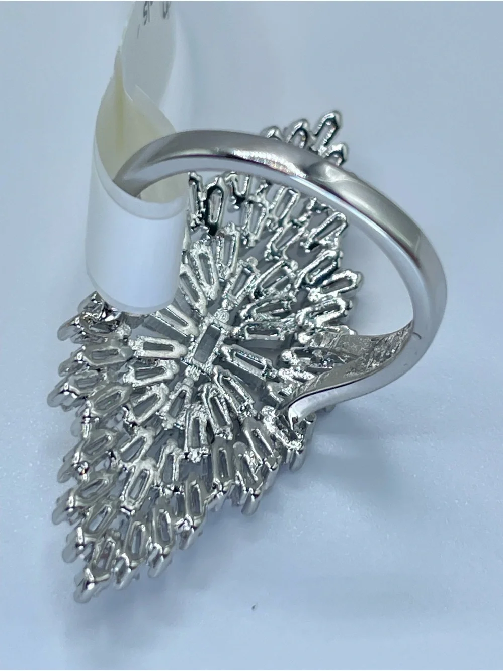 Swarovski Crystal Elements White Crystal Art Deco Statement Ring Sz 7 Bold
